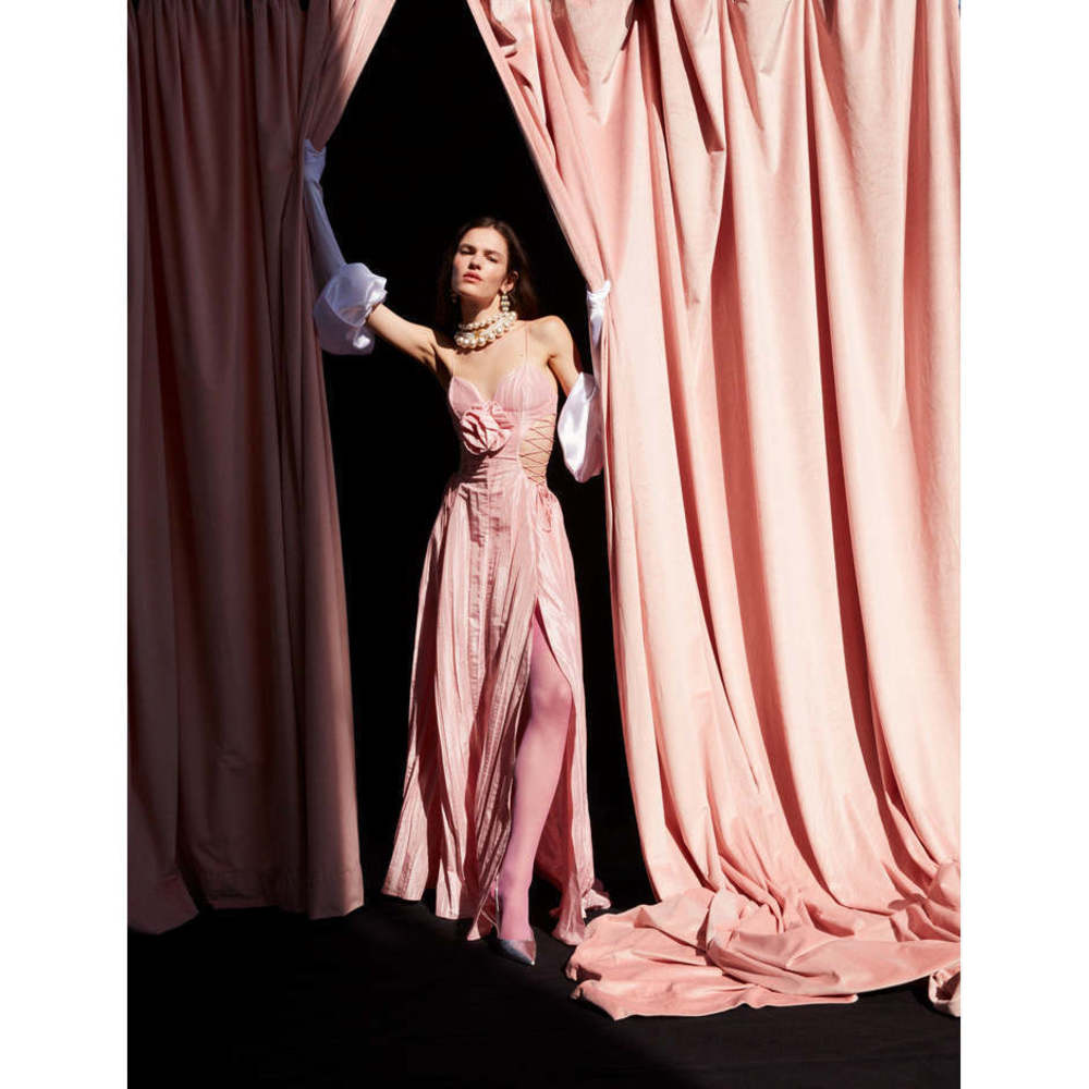 NWT For Love & Lemons Gwenyth Long Maxi Dress in Pink Size XS - Picture 10 of 11